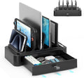 KDD Vertical Laptop Stand with Drawer - 7-in-1 Space-Saving Laptop Holder with Gravity Locking Fits MacBook, Dell, HP, Chromebook, Surface Pro, Tablet, Cell Phone, Switch, Keyboard Desktop Organizer by KDD
