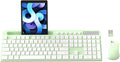 Wireless Keyboard and Mouse Combo, MARVO 2.4G Ergonomic Wireless Computer Keyboard with Phone Tablet Holder, Silent Mouse with 6 Button, Compatible with MacBook, Windows (Green) by MARVO