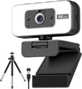 4K Webcam for PC, AutoFocus Webcam with Light for Desktop Computer | Web Camera with Microphone, FOV 80°, USB Plug and Play, Laptop Web Cam for Live Streaming, Online Teaching, Meetings by Danyesth