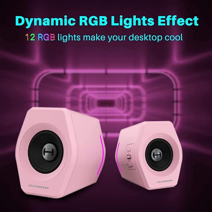 Edifier G2000 32W PC Computer Speakers for Gaming Desktop PC Laptop Mac Computer Woofer Speakers Bluetooth USB 3.5mm AUX Inputs RGB Lights Multimedia Speakers Pink - Image 7