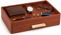 GORESE Leather Valet Tray with Drawer for Men, Nightstand Organizer, Brown | Vegan Leather, EDC Desk Organizer Tray for Jewelry Cologne Watch Wallet Key, Catchall Tray for Dresser Entryway Table Bedside by GORESE