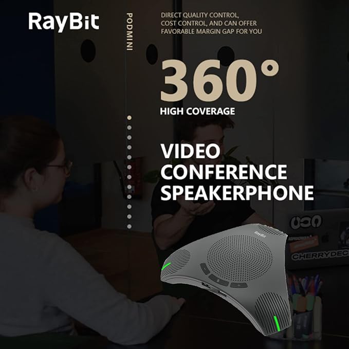 USB Speakerphone with Dual Hub - Conference Room Omnidirectional Microphone and Speaker, Computer Speakers with Microphone for Home Office, 360° Voice Pickup & Noise Reduction Mics for 8-10 People - Image 8