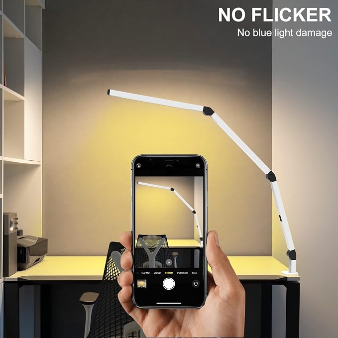 LED Desk Lamp with Clamp, Dual Light Table Lamp with Adjustable Swing Arm, Eye-Care 4 CCT Modes & 5 Brightness Levels Clip-on Architect Modern Desk Light for Home Office Crafting Sewing - Image 2