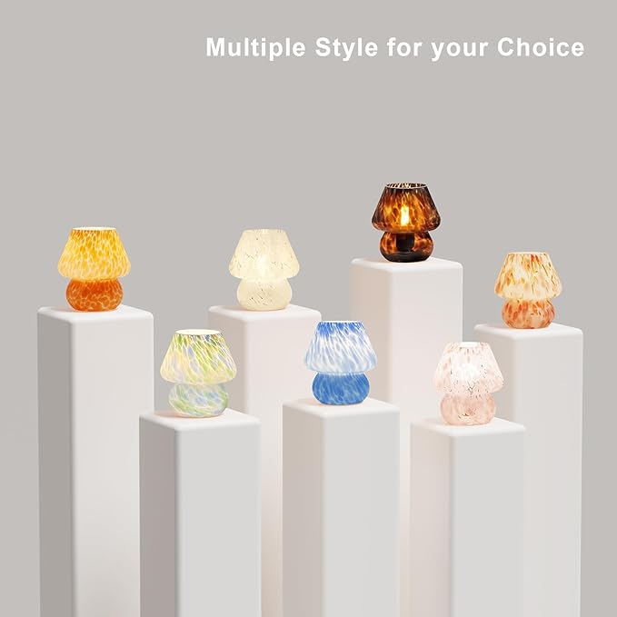 Mushroom Lamp Small Lamp Table Lamp for Bedroom, Desk Bedside Lamps for Living Room,Mushroom Decor Cute Mini Modern Mid Century Lamps for Night Stands,Aesthetic Home Deco (Flame Amber) - Image 8
