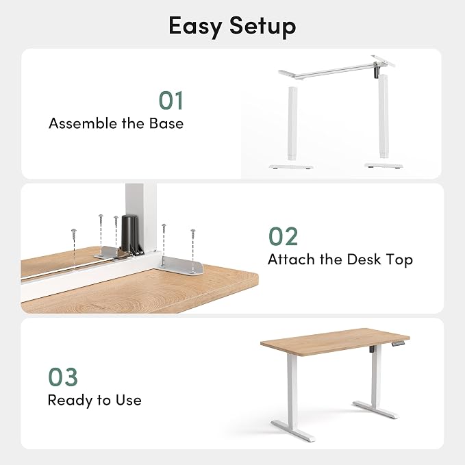 FEZIBO One-Piece Standing Desk, 48"x24" Seamless Tabletop Electric Height Adjustable for Home Office, Study Rooms & Multi-Device Workstations, Oak - Image 7