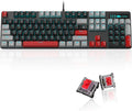 MageGee Mechanical Gaming Keyboard, 104 Keys Blue Backlit Keyboards with Red Switches Double-Shot Keycaps, USB Wired Mechanical Computer Keyboard for Laptop, Desktop, PC Gamers(Gray & Black) by MageGee