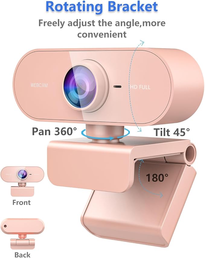 Webcam for pc with Microphone,Full Hd 1080P Pink Streaming Web Cam with Mic for Mac Laptop, Small Computer Camera for Desktop,Cheap Face Cam for Video Conference,Zoom,Microsoft Teams Meet - Image 4