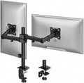 monTEK Dual Monitor Stand for 17-32" Screens, 22 lbs Each | Dual-screen desk mount, height adjustment, tilt, swivel, rotation, clamp/grommet bases and VESA 75/100 by monTEK