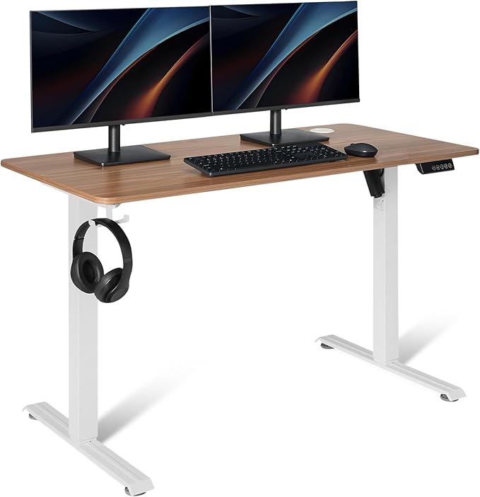 Amazon Basics Electric Standing Desk, Height Adjustable Home Office Desk with Quiet Motor and Multiple Presets, White/Oak Effect by AmazonBasics