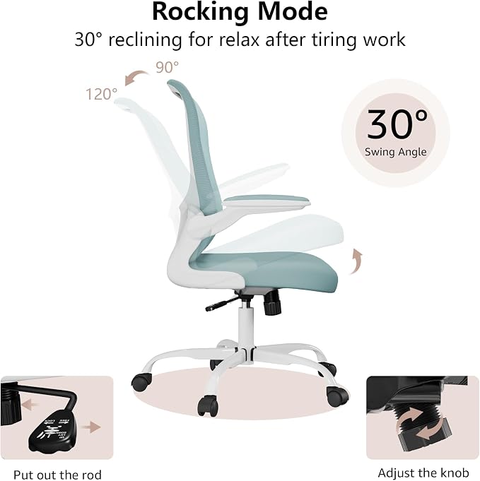 Ergonomic Office Chair, Comfort Swivel Home Office Task Chair, Breathable Mesh Desk Chair, Lumbar Support Computer Chair with Flip-up Arms and Adjustable Height - Image 5