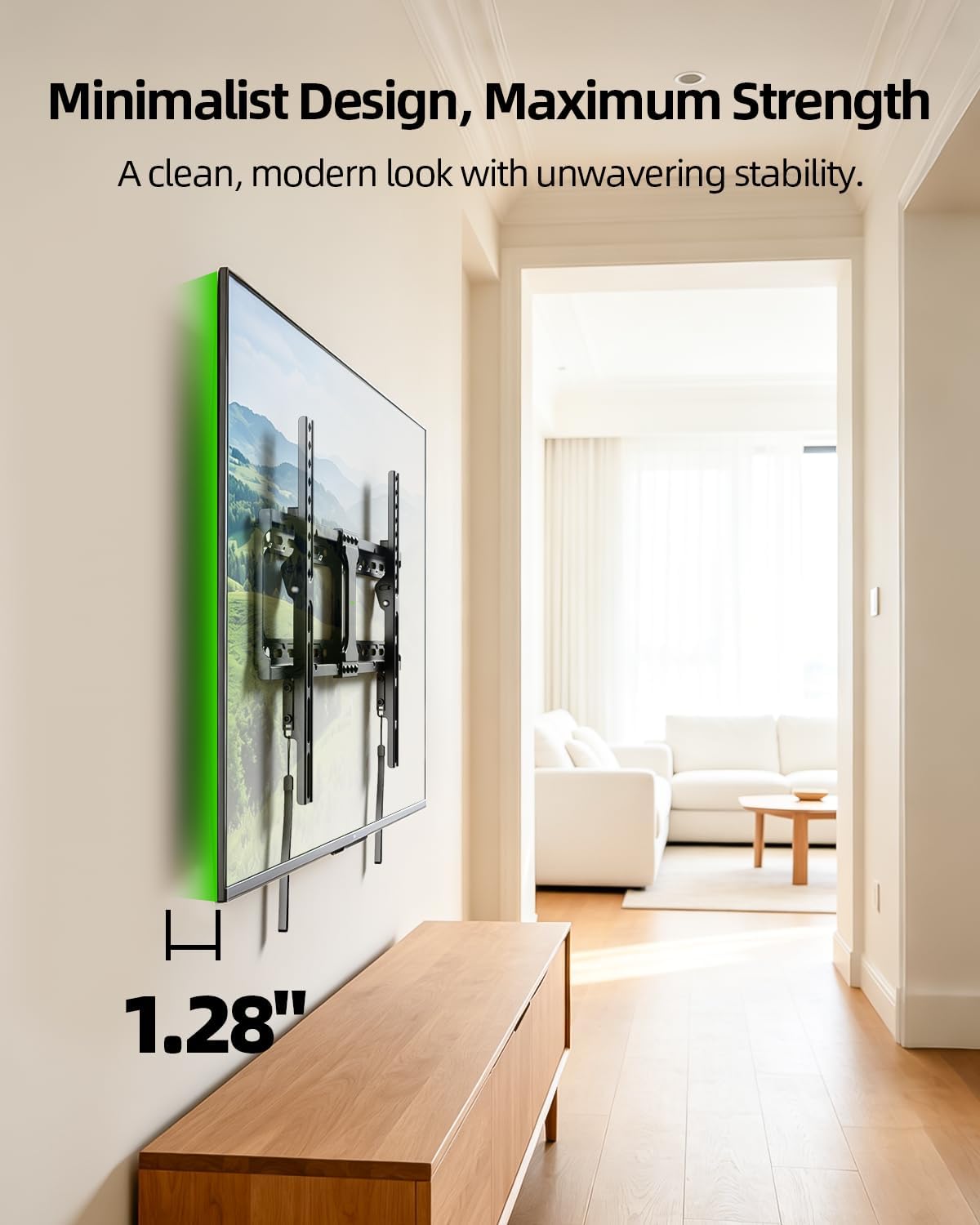 USX MOUNT TV Wall Mount,Low Profile TV Mount for Most 42-95 Inch Flat Screen Televisions,Max VESA 600x400mm Fixed Wall Mount Bracket Holds up to 132 lbs,Fits 16"/18"/24" Studs - Image 4