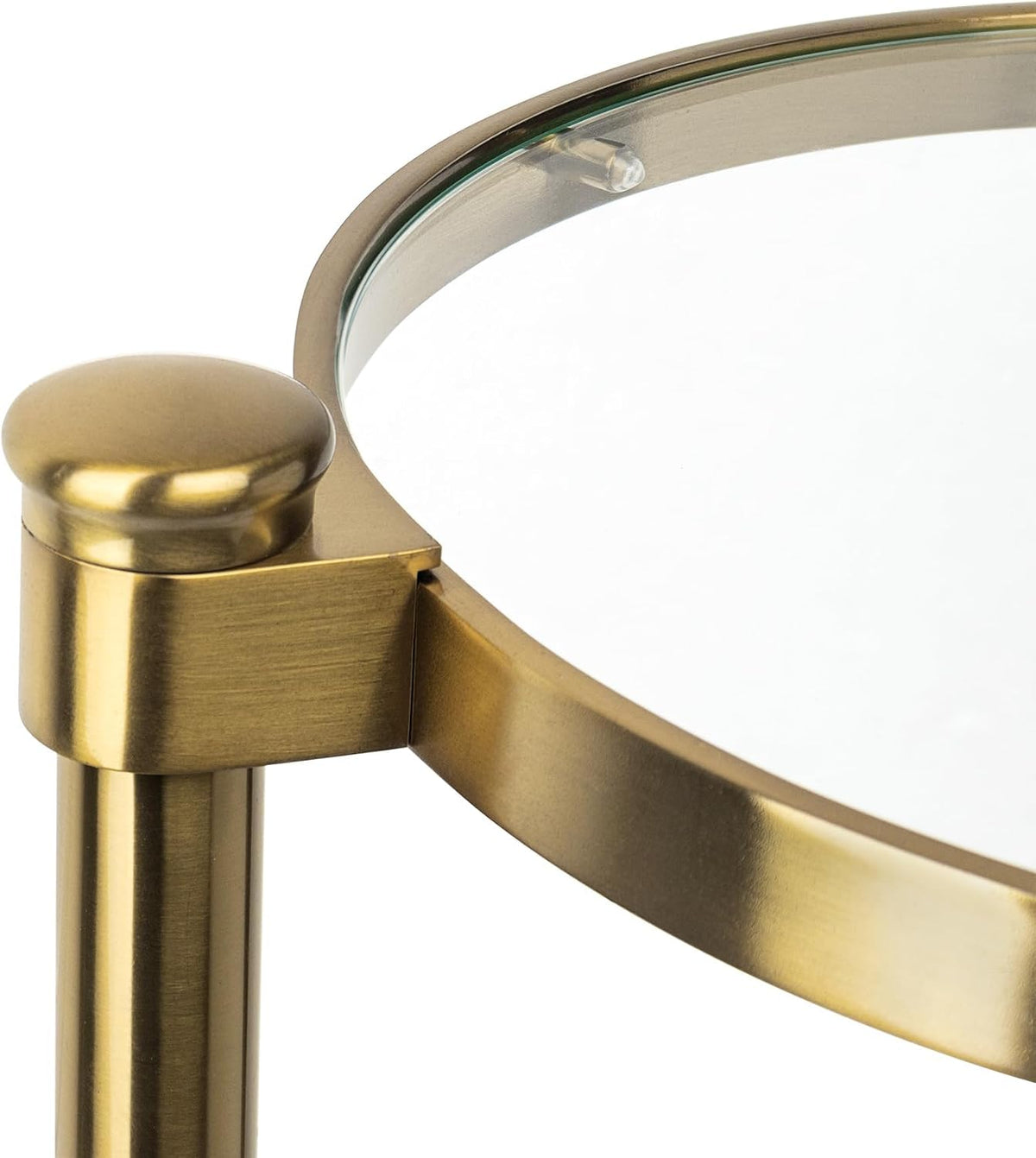 TEHOME Gold Glass Drink Table Metal Martini Round Small Drink Side Table for Couch Tempered Glass C Shaped End Table for Sofa 10" diam,24.55" h - Image 5