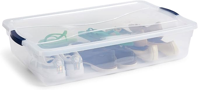 Rubbermaid Cleverstore 42 Quart Stackable Plastic Storage Container Organizer Bin with Latching Lids for Garage, Closet, and Classroom, Clear, 4 Pack - Image 4