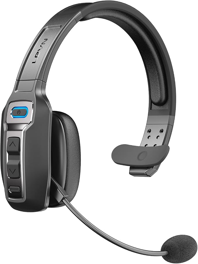 LEVN Bluetooth Headset with Microphone, Trucker Bluetooth Headset with AI Noise Cancelling & Mute Button, Wireless On-Ear Headphones 60 Hrs Working Time, for Trucker Home Office Remote Work Zoom by LEVN