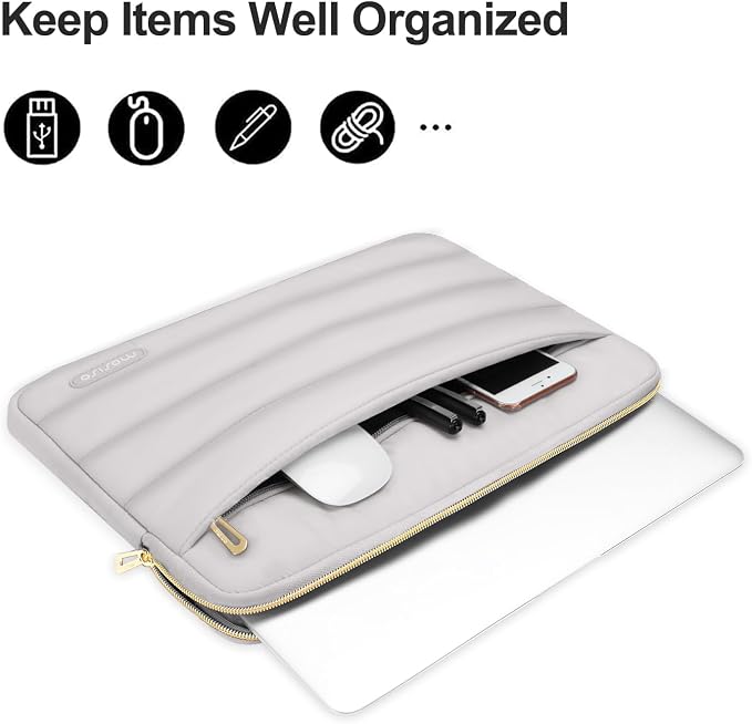 MOSISO Laptop Case 13.3 inch,13-13.3 inch Puffy Laptop Sleeve Carrying Case | Compatible with MacBook Neo/Air 13.6/Pro 13/14, HP Dell ASUS Lenovo, Polyester Horizontal Bag with Small Case, Gray - Image 2