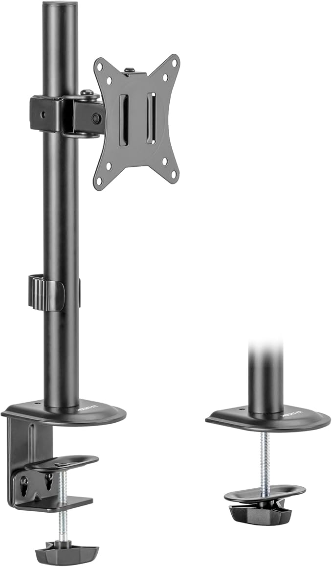 Mount-It! Single Monitor Desk Mount, Full Motion Arm, Fits 17-32" Screens | Full motion arm adjusts tilt, swivel & rotate, VESA compatible, clamp & grommet base. by Mount-It