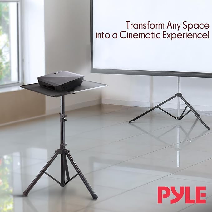 PYLE Laptop & Projector Stand, Tripod Stand With Adjustable Height 28"-50", Portable DJ Equipment Mount, Angle Adjustable Tray, Lightweight Metal Construction, Stage, Studio, Musicians & Performers - Image 7