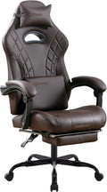Gaming Chair with Footrest and Massage Lumbar Support, Ergonomic Computer Gamer Chair, Office Video Game Chairs with Adjustable Height and Backrest (Coffee) by NIONIK