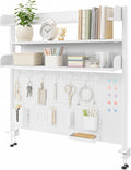 Clamp-On Desk Hutch with Pegboard, 39.5 x37.5in 2-Tier Desktop Organizer Shelf, Carbon Steel Frame with 2 Shelves and Pegboard Storage, for Office, Dorm, Study by siohdagu