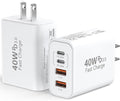 USB C Wall Fast Charger Block, 40W 4-Port Type C Charger Fast Charging Blocks PD Power Charger Adapter+QC 3.0 USB Multiport Charger Brick for iPhone 17/16/15/14/13/12 Pro Max, iPad, Galaxy S25-2Pack by Duloch