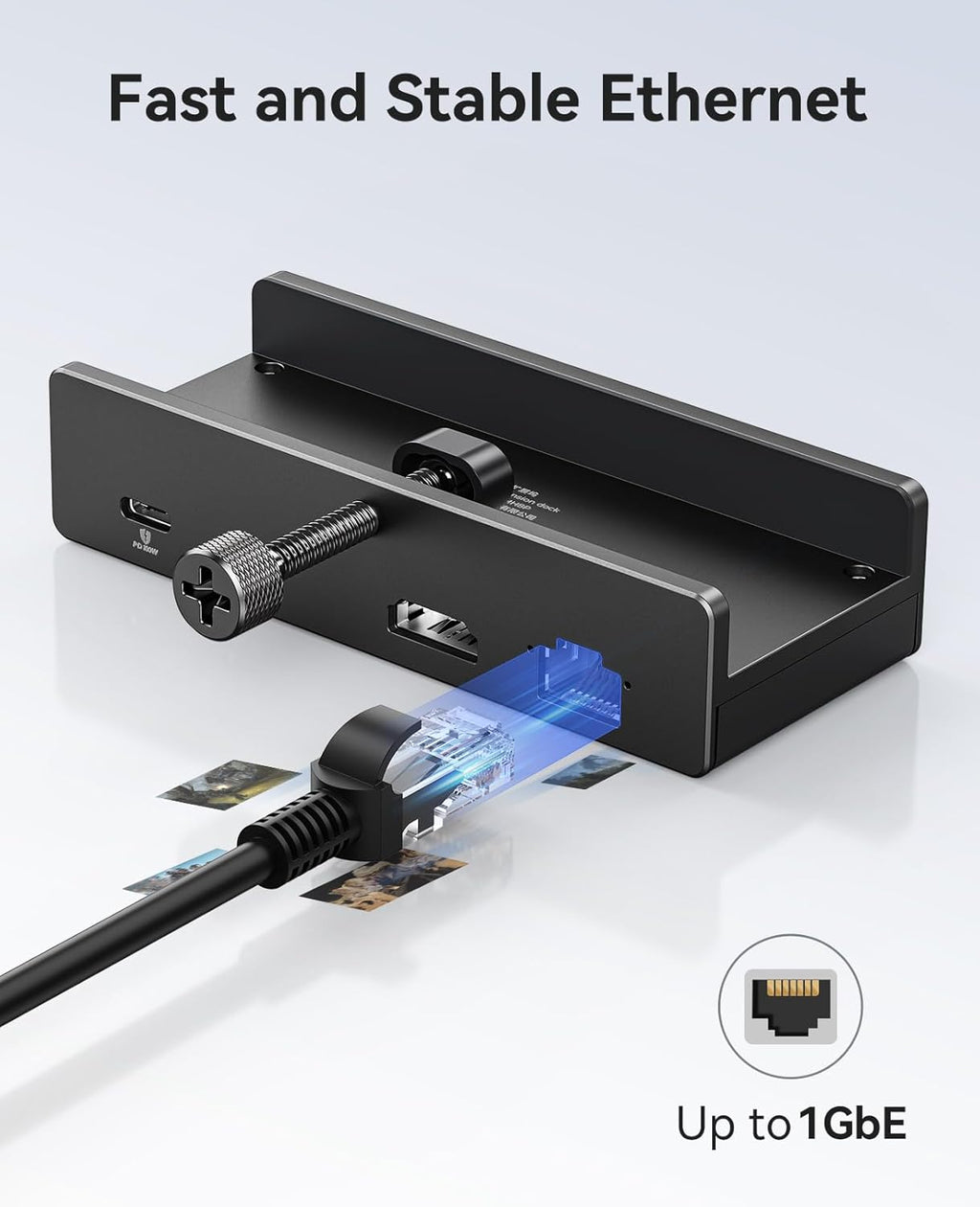 ORICO Clip Docking Station, 8-in-1 Clamp USB C Hub with 4K@60Hz HDMI, 100W PD, Gigabit Ethernet, 4xUSB Port, AUX, 10Gbps Clamp Docking Station for Laptop, MacBook, PC (Adapter Not Included) - Image 5