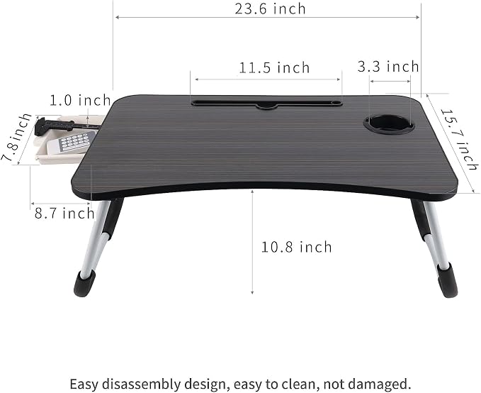 Laptop Desk Foldable Bed Table, Portable Lap Desk Laptop Bed Tray Table with Storage Drawer and Cup Holder, Lap TraysTables Notebook Stand Reading Desks Breakfast Tray for Beds Couch Sofa Floor - Image 4