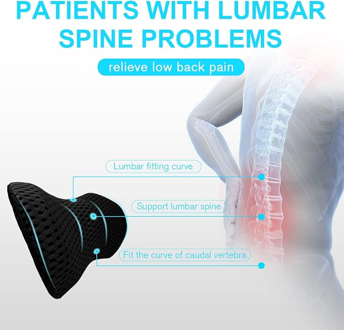 Lumbar Support Pillow for Office Chair, Memory Foam Lumbar Pillow for Lower Back Pain Relief (Black) - Image 5