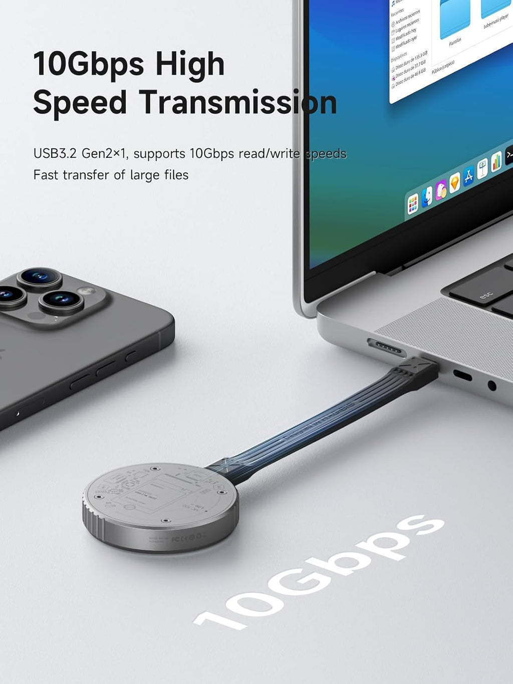 Hagibis Magnetic M.2 2230 NVMe SSD Enclosure with Magsafe for iPhone 17 16 15 Pro Max ProRes, USB C 3.2 10Gbps to NVMe Adapter, Aluminum External SSD Case for MacBook, iPad Pro, Android (MC100 Lite) - Image 5