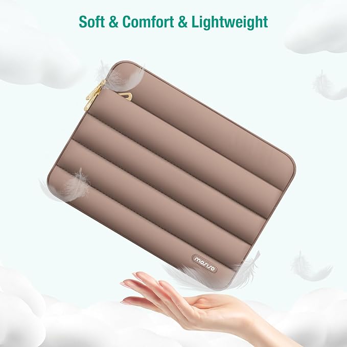 MOSISO Laptop Case 13.3 inch,13-13.3 inch Puffy Laptop Sleeve Carrying Case | Compatible with MacBook Neo/Air 13.6/Pro 13/14, HP Dell ASUS Lenovo, Polyester Horizontal Bag with Small Case, Brown - Image 5