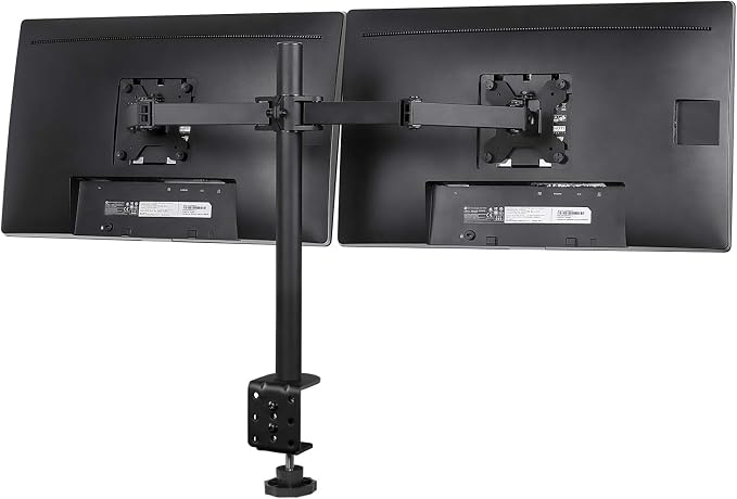 Mount-It! Dual Monitor Desk Stand, 19-32" Screens | Two heavy-duty height-adjustable arms with interchangeable C-clamp/grommet base, VESA 75/100 compatible. - Image 6