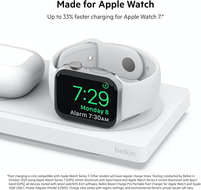 Belkin MagSafe 3 in 1 Wireless Charging Pad, Fast Charger (Renewed) | Apple Watch, iPhone 17/16/15/14, AirPods compatible, fast charging, certified refurbished, multi-device, Magnetic - Image 6