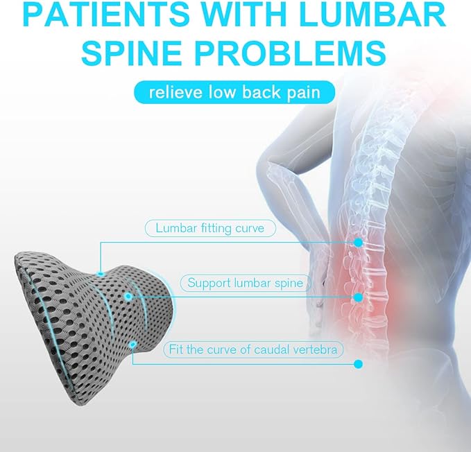 Lumbar Support Pillow for Office Chair, Memory Foam Lumbar Pillow for Lower Back Pain Relief (Grey) - Image 5