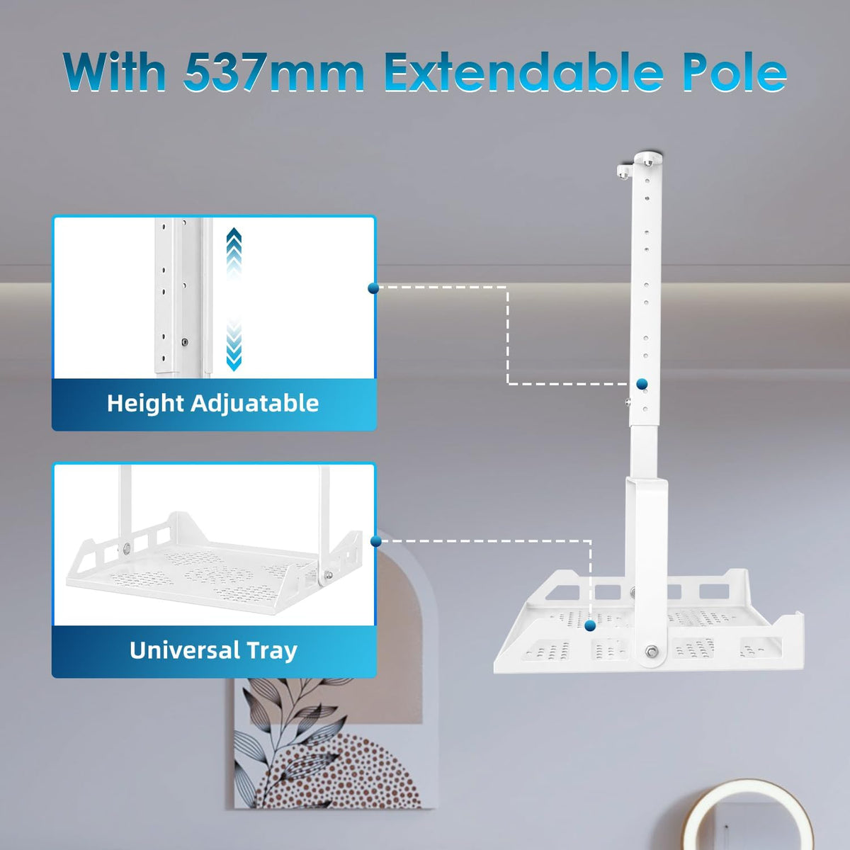 3 in 1 Projector Ceiling Mount with Tray, Height Adjustable, 90° Tilt - Image 4