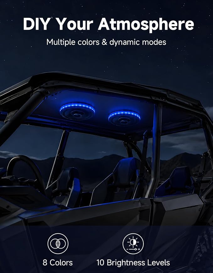 KEMIMOTO 6.5” RGB Car LED Speaker Rings Compatible with UTV SUV Marine RV | Speaker Ring Lights Music Sync Dreamcolor Interior Lighting for 6.5 inch Speakers (4 Pack) - Image 6