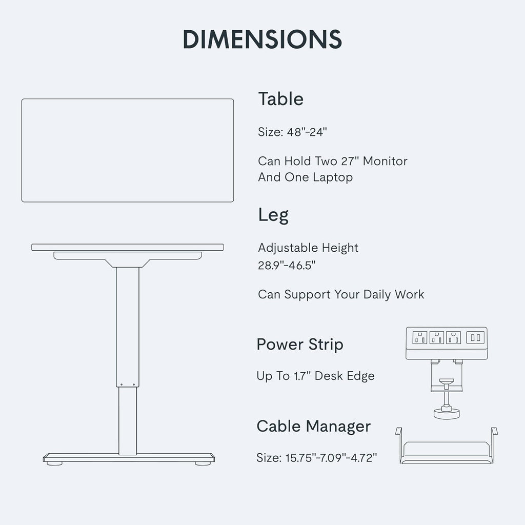 FLEXISPOT EN2 48"x24" Standing Desk with Power Strip Bundle, White - Image 6