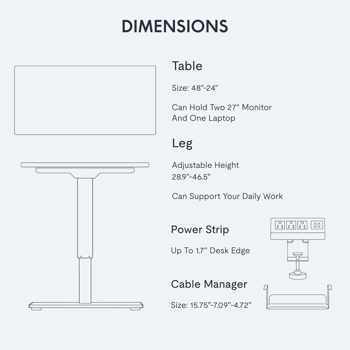 FLEXISPOT EN2 48"x24" Standing Desk with Power Strip Bundle, White - Image 6