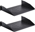 2U Cantilever Universal Rack Shelf - 14in Deep – Rackmount Shelf for 19’’ AV/Network Equipment Racks – 55lbs Capacity - 2 Pack by RackPath