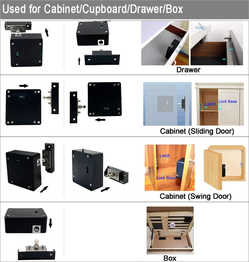 WOOCH RFID Lock Electronic Cabinet Lock, Hidden DIY Lock with USB Cable for Wooden Cabinet Drawer Locker Cupboard (1 Pack) - Image 6