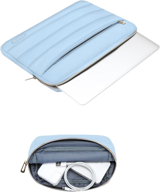 MOSISO Laptop Case 14 inch, 14 inch Puffy Laptop Sleeve Carrying Case | Compatible with HP Lenovo Dell ASUS Acer, HP Stream, Dell Latitude, Polyester Horizontal Bag with Small Case, Air Blue - Image 3