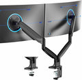 VIVO Premium Aluminum Heavy Duty Dual Monitor Arm for Ultrawide Monitors up to 40 inches and 30 lbs Each, Desk Mount Stand, Pneumatic Height, Max VESA 100x100, Black, STAND-V220Q by Unknown