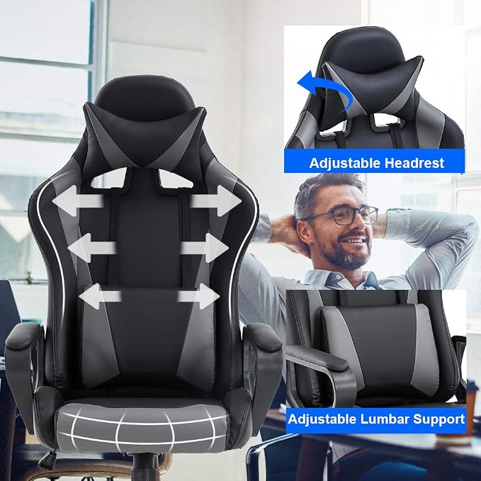 BestOffice PC Gaming Chair Ergonomic Office Chair Cheap Desk Chair Executive Task Computer Chair Back Support Modern Executive Adjustable Arms Rolling Swivel Chair for Women, Men - Image 5
