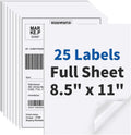 25 Sheets Sticker Paper Matte White, 8.5" x 11" Label Paper for Laser & Inkjet Printer, Full Sheet Label for Shipping Address Mailing by BESTIKER