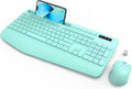 Wireless Keyboard and Mouse Combo, 2.4GHz, Ergonomic Wrist Rest | Full Size, 3-Level DPI, Phone Holder, Silent Typing, KM23D Batteries Powered Set for PC, Laptop, Windows, macOS (Mint Green) by SABLUTE