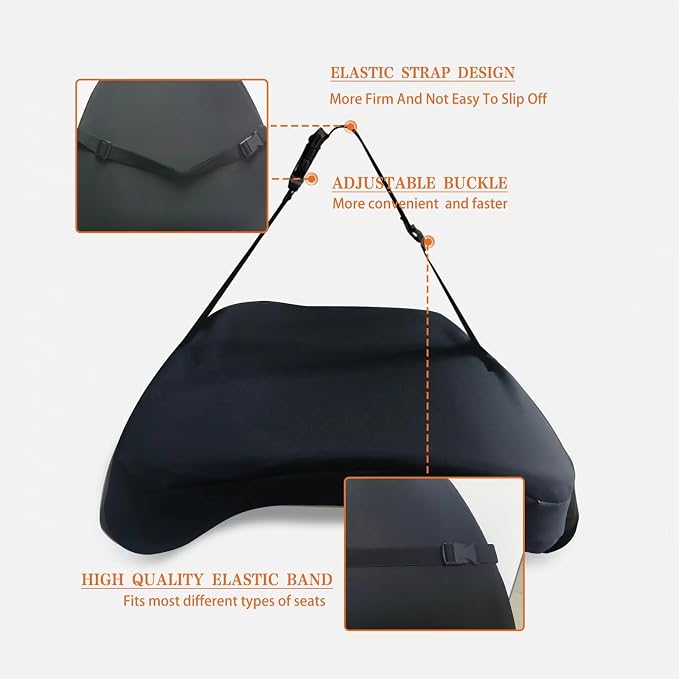 Super Comfy Lumbar Support Pillow, Car Seat Back Support Pillow for Driving | Adjustable Strap, 100% Memory Foam & Breathable Removable Cover, Ergonomic Design - Softness Back Support Pillow(Gray) - Image 6
