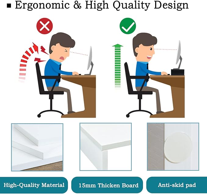 TEAMIX White Monitor Stand Riser, 2 Pack Wood | Dual Stand for 2 monitors. Holds 80 lbs, Stack or Separate Adjustable Use, Fits laptop, TV, PC. For Home Office, Gaming - Image 5