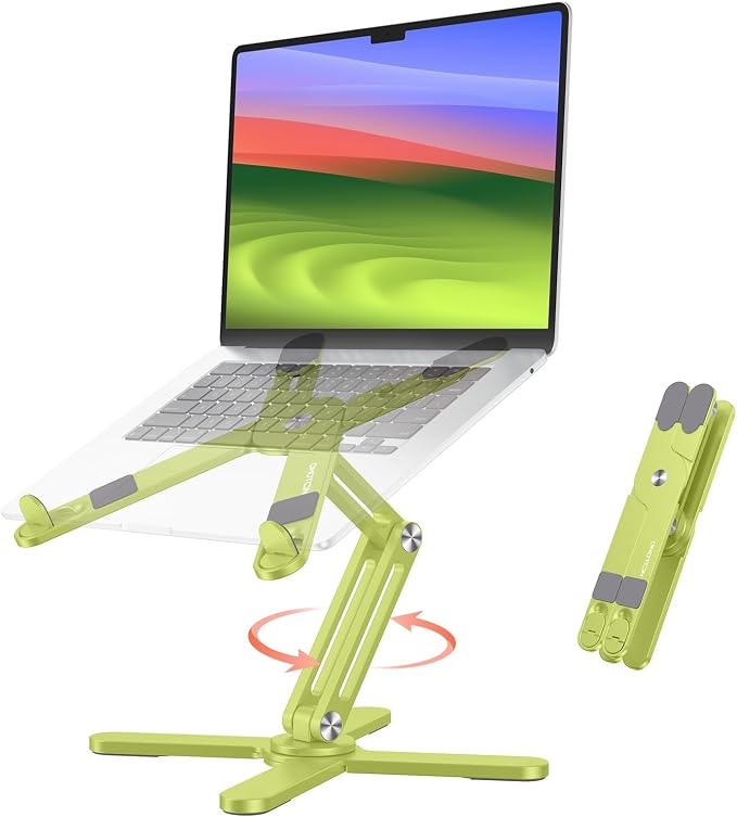 OMOTON LA10 360° Rotating Laptop Stand Riser Foldable for Desk, Citron | Aluminium Aolly, Adjustable Height Angles, Collaborative Work, Easy Storage, Fits Laptops up to 17", for MacBook Pro/Air HP by OMOTON