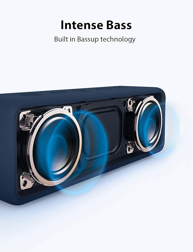 Anker soundcore 2 Portable Bluetooth Speaker, Stereo Sound, IPX7 | BassUp, 24H Playtime, Bluetooth 6, Wireless Speaker for Home, Outdoors, Travel - Navy Blue - Image 3