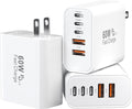USB C Charging Blocks, 60W USBC Wall Fast Charger Block, Type C Phone USB C Charger Fast Charging Brick, 5-Port Multiport Charger Plug Power Adapter for Phone 17/16/15/14/13 Pro Max, Pad, S25-3Pack by Duloch
