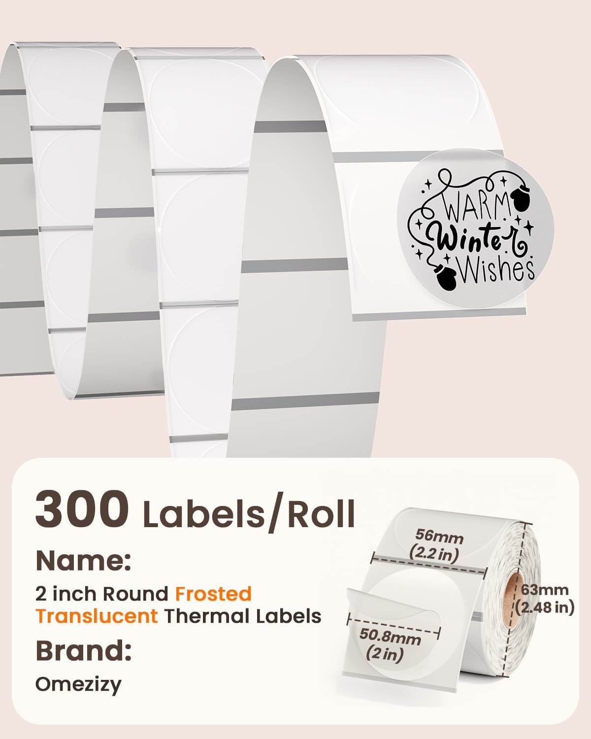 300Pcs 2 Inch Thermal Label -2x2 Circle Thermal Labels,Self-Adhesive Round Direct Thermal Labels for Custom Stickers, Logo Design, Multipurpose Circle Stickers - Image 2
