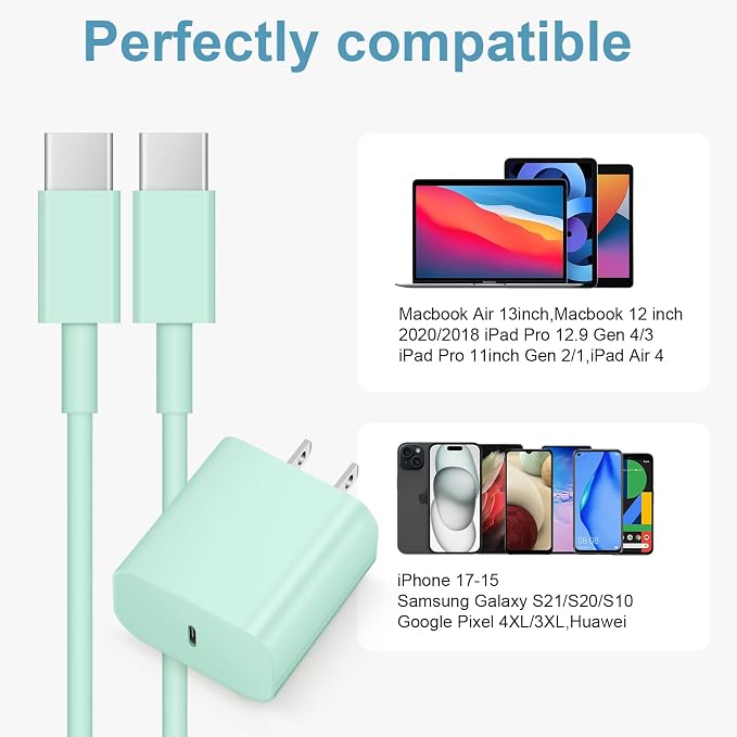 iPhone Charger Fast Charging 10FT iPhones 17 16 15 Charger | 3 Pack Type C Chargers USB C Charger for iPhone Air 17/17 Plus/17 Pro/17 Pro Max/16/16 Plus/16 Pro/16 Pro Max(Green) - Image 5